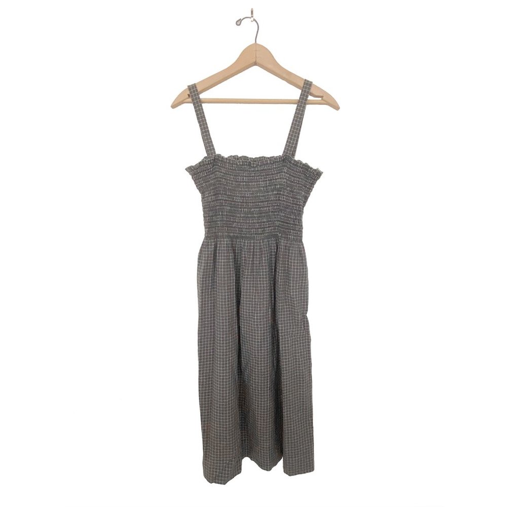 VINTAGE HANDMADE GRAY SMOCKED DRESS S-L